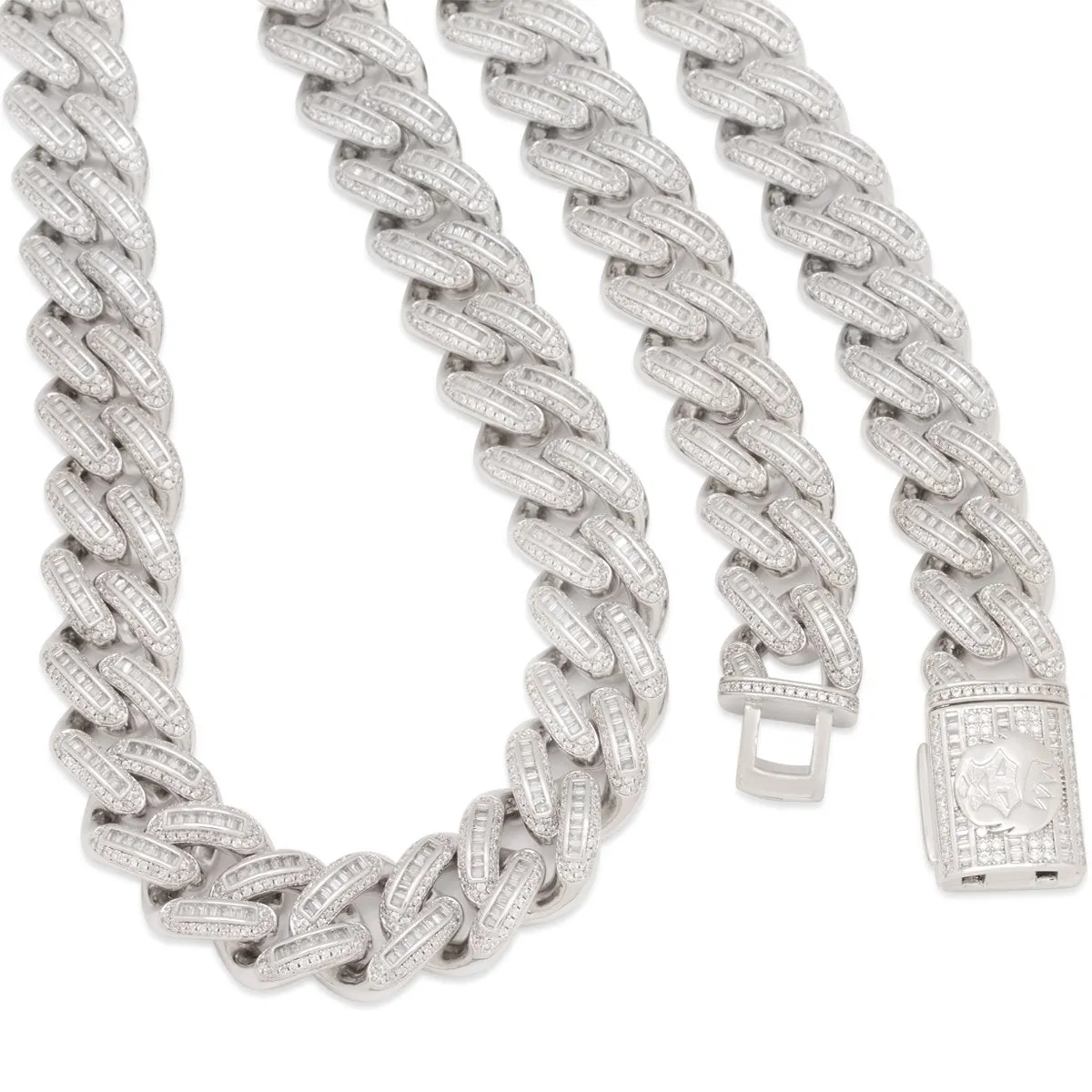 18mm Iced Baguette Miami Cuban Link Chain