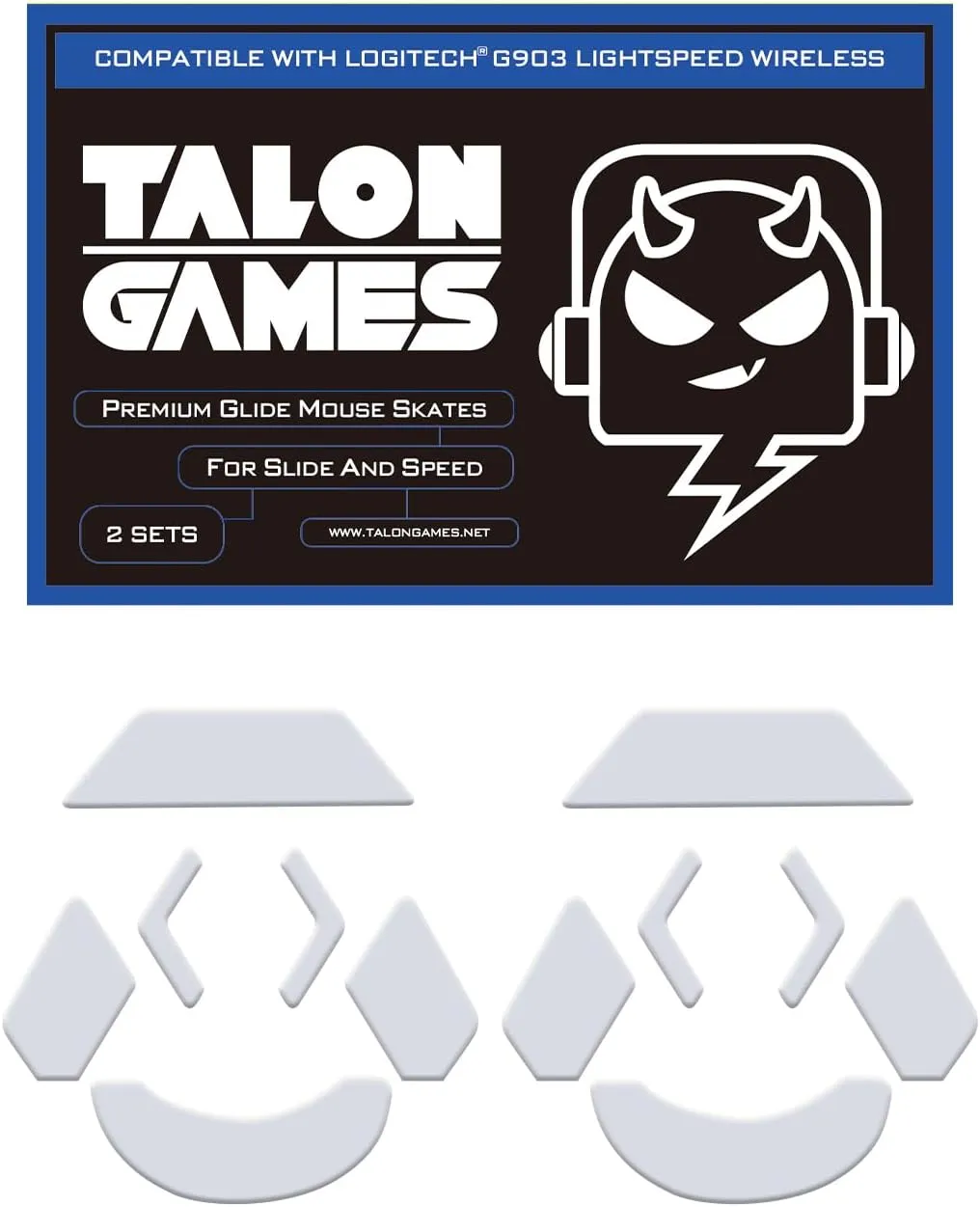 2Sets of TALONGAMES Rounded Curved Edges Mouse Feet Skates Compatible with Logitech G903 Gaming Mouse Feet Replacement,0.8mm,Pure PTFE Material with Super Smooth Glide Pads