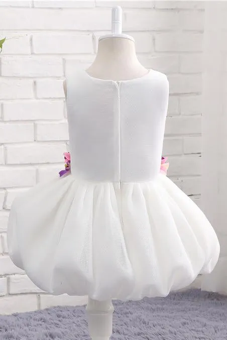 A-line Flower Girl Dress with Applique, Unique Sleeveless Flower Girl Dress with Flower UF058