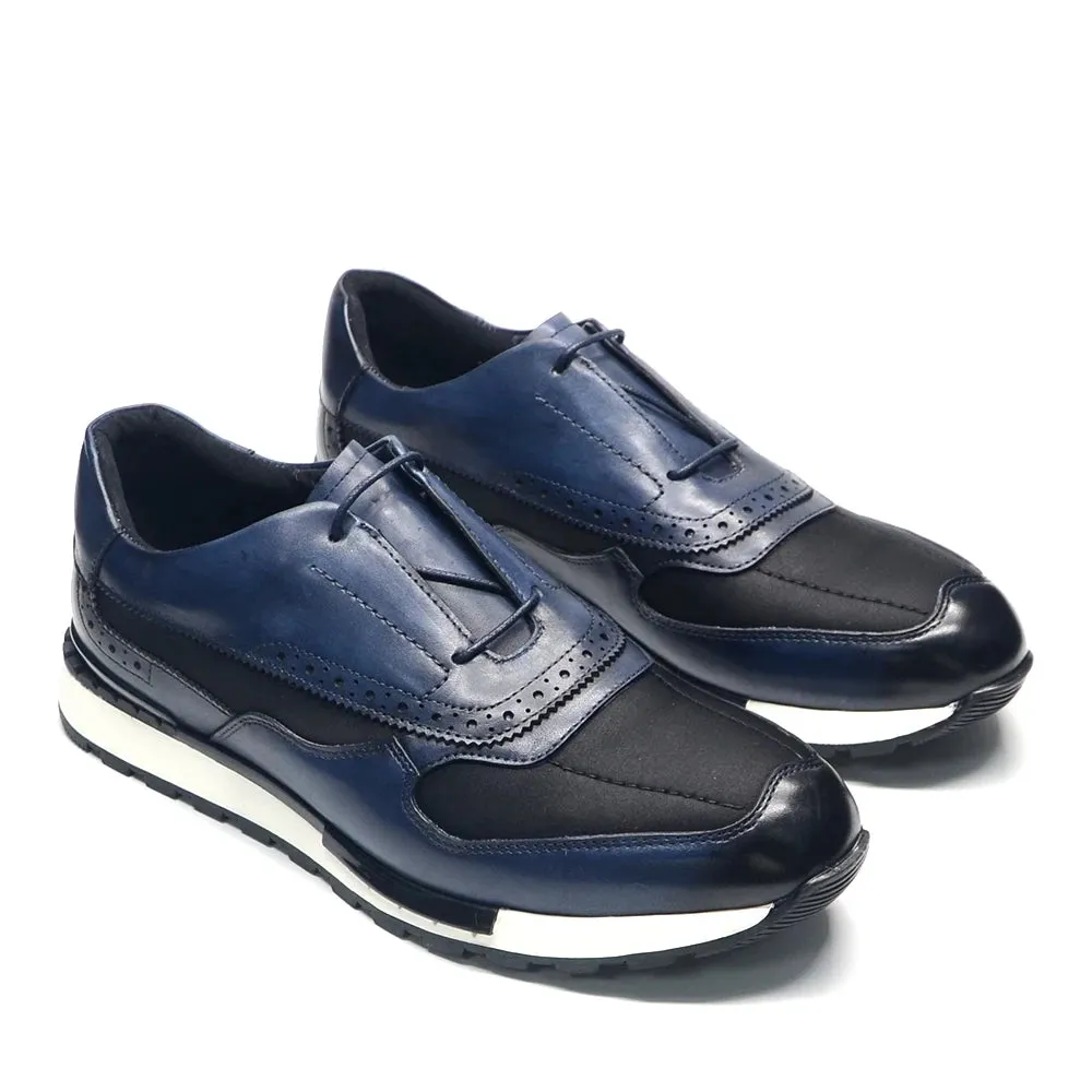 Cloth Patchwork Brown Brogue Shoes