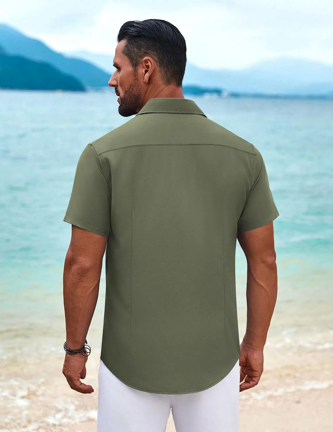 COOFANDY Mens Cuban Guayabera Shirt Short Sleeve Button Down Shirts Summer Beach Vacation Shirts