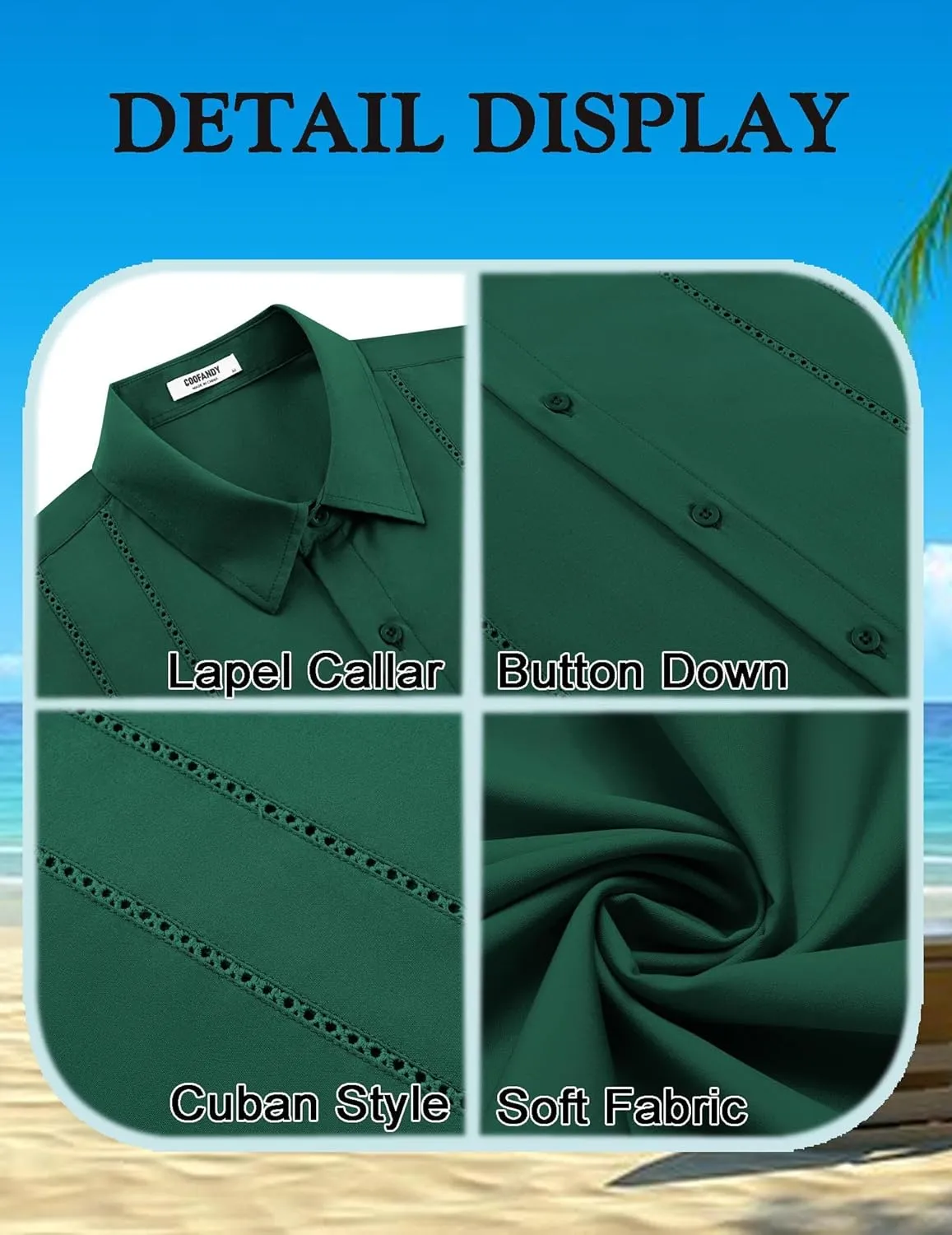 COOFANDY Mens Cuban Guayabera Shirt Short Sleeve Button Down Shirts Summer Beach Vacation Shirts