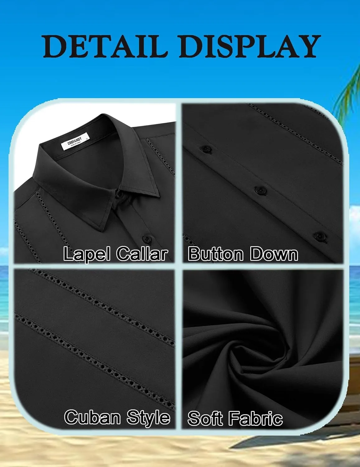 COOFANDY Mens Cuban Guayabera Shirt Short Sleeve Button Down Shirts Summer Beach Vacation Shirts