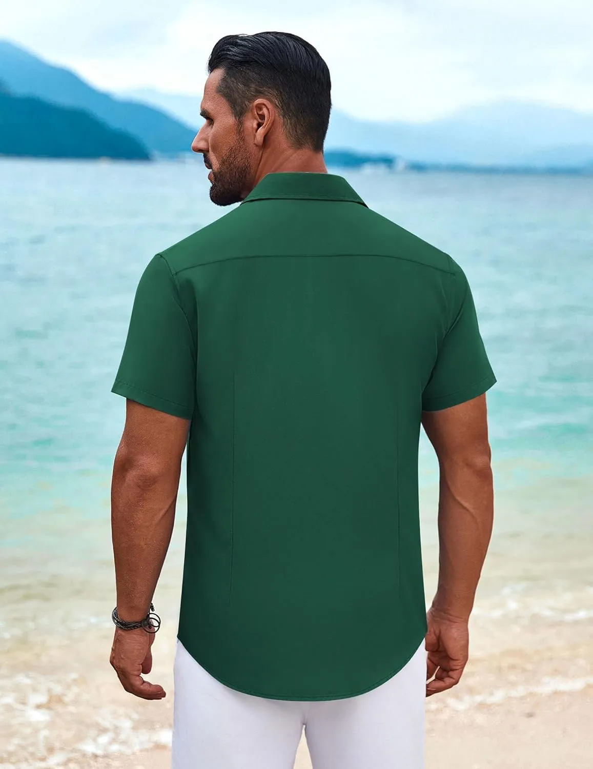 COOFANDY Mens Cuban Guayabera Shirt Short Sleeve Button Down Shirts Summer Beach Vacation Shirts