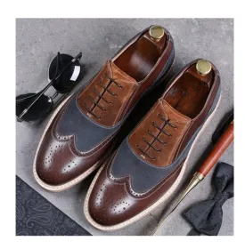 ExecutiveEase Lace-Up Block Heel Oxfords Brogue Shoes