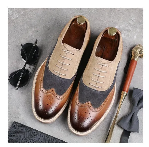 ExecutiveEase Lace-Up Block Heel Oxfords Brogue Shoes