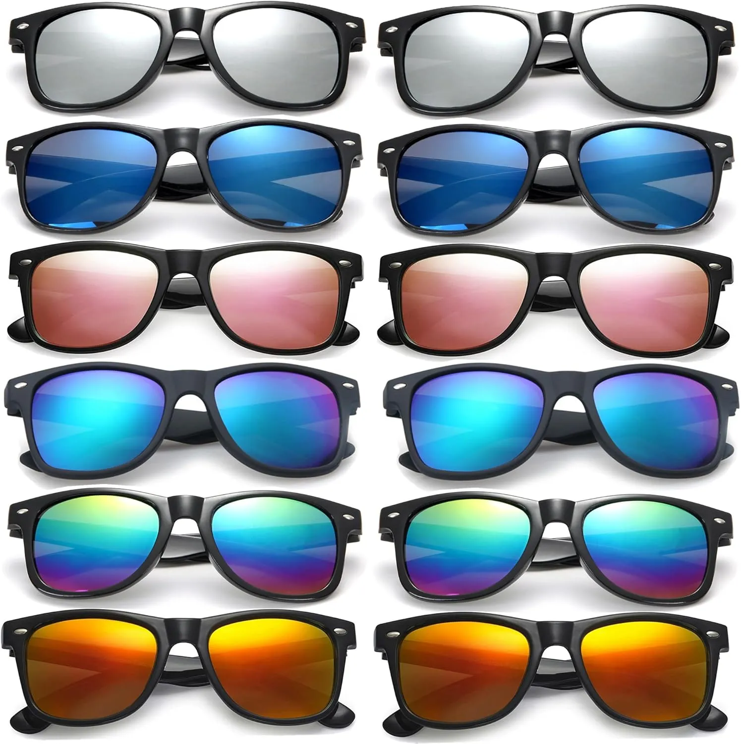 Eyegla 8/12/18 Pack Neon Sunglasses Bulk Colorful Multipack Party Sunglasses Retro Glasses Party Favor for Adult Men Women