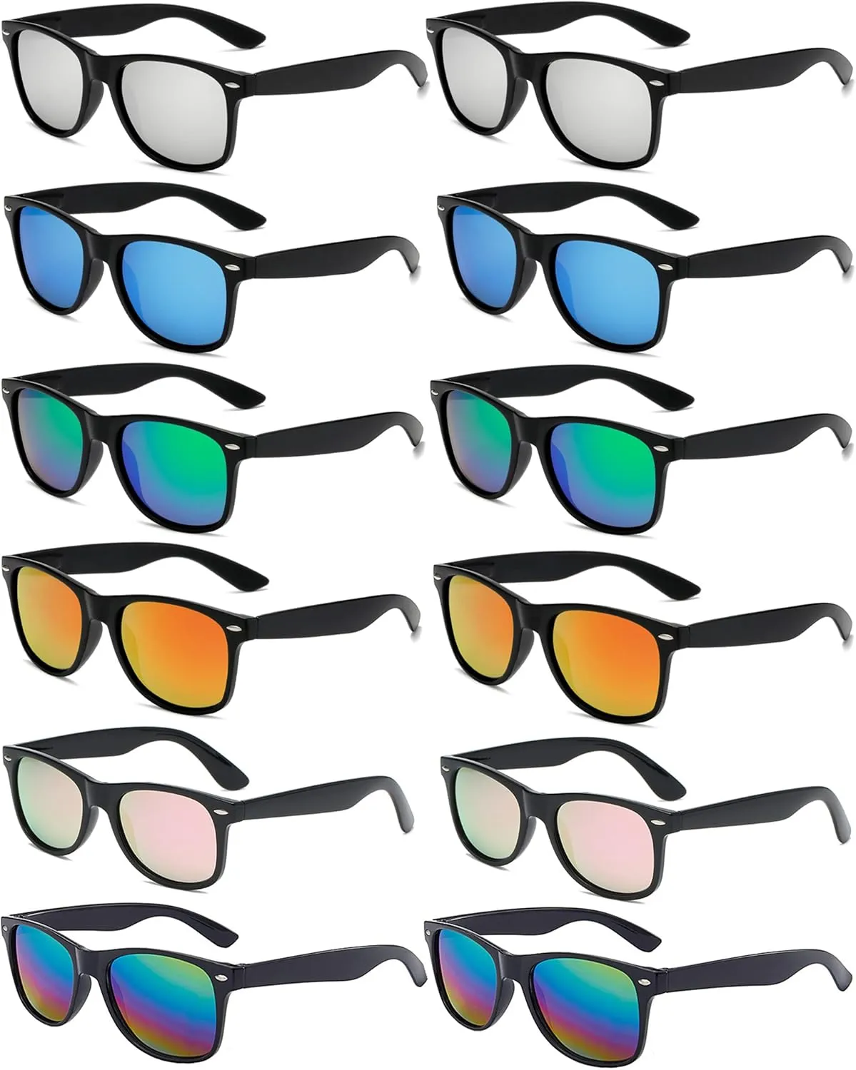 Eyegla 8/12/18 Pack Neon Sunglasses Bulk Colorful Multipack Party Sunglasses Retro Glasses Party Favor for Adult Men Women