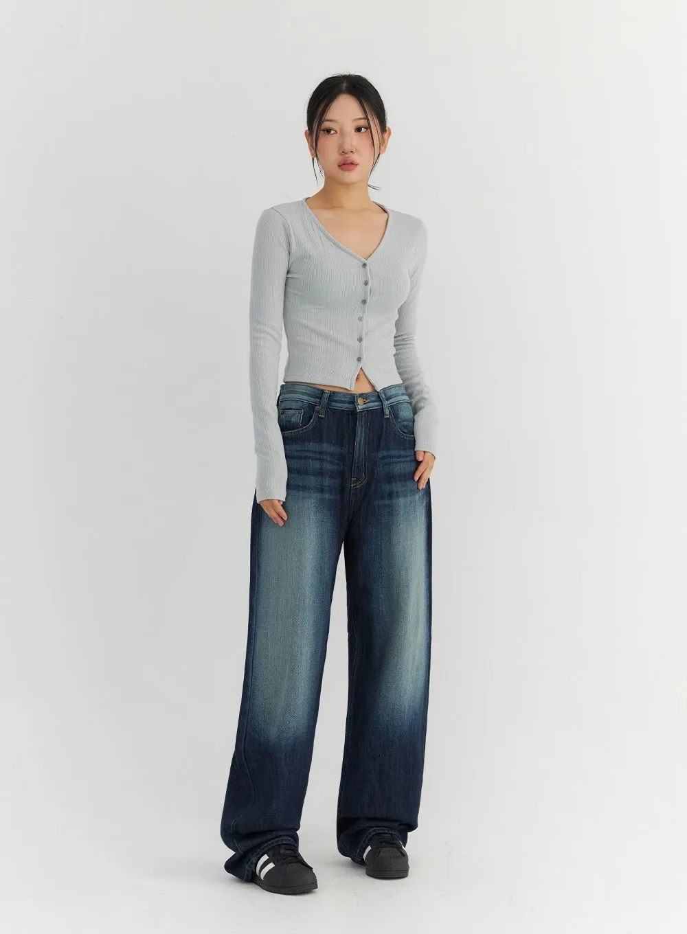 Fade Wash Wide Leg Jeans CO306