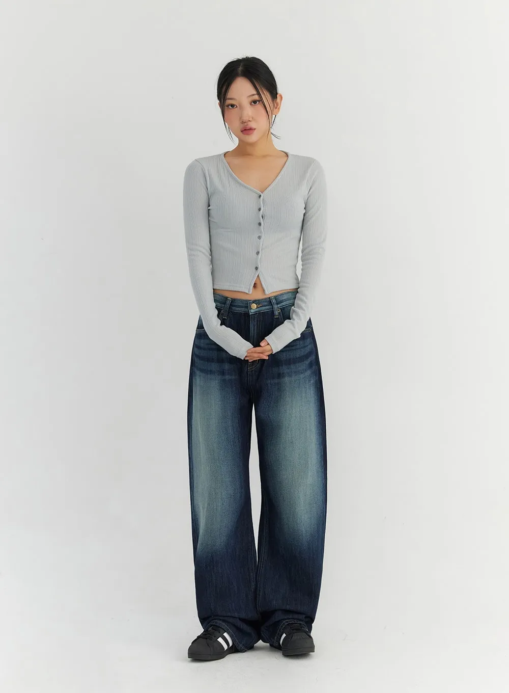 Fade Wash Wide Leg Jeans CO306