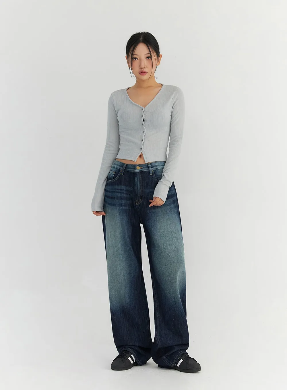 Fade Wash Wide Leg Jeans CO306