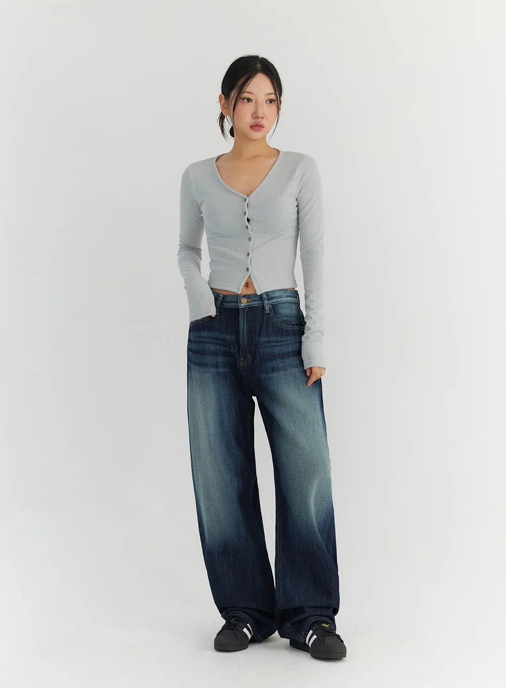 Fade Wash Wide Leg Jeans CO306