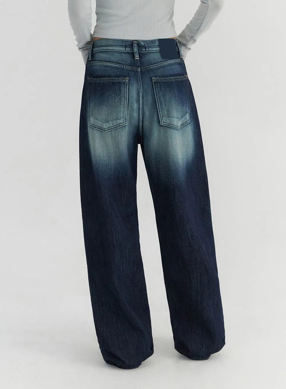 Fade Wash Wide Leg Jeans CO306