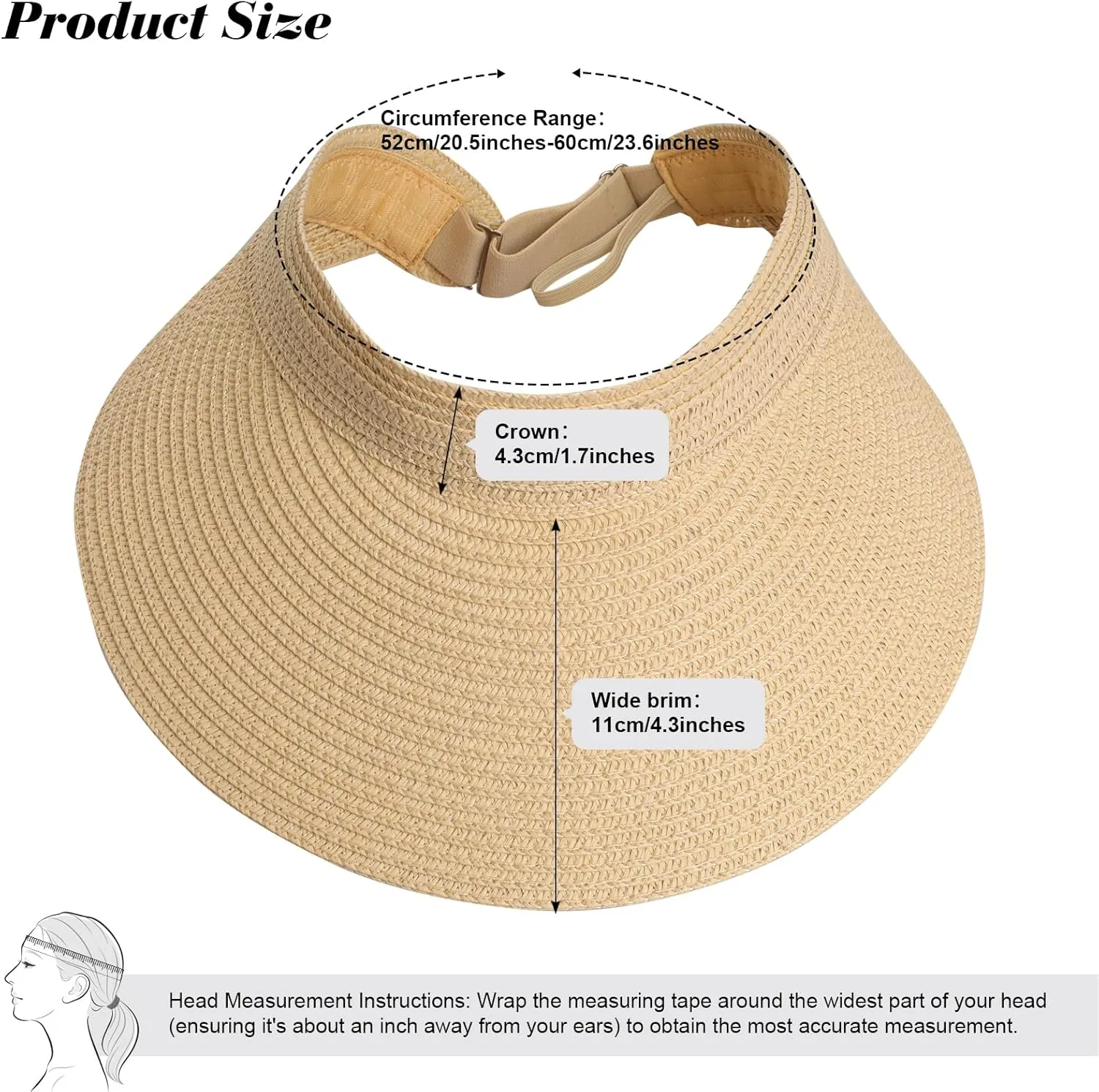 Fumwase Sun Visors for Women Foldable Straw Visor Beach Hat Uv Protection Wide Brim Adjustable Cooling Summer Cap for Travel