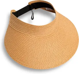Fumwase Sun Visors for Women Foldable Straw Visor Beach Hat Uv Protection Wide Brim Adjustable Cooling Summer Cap for Travel