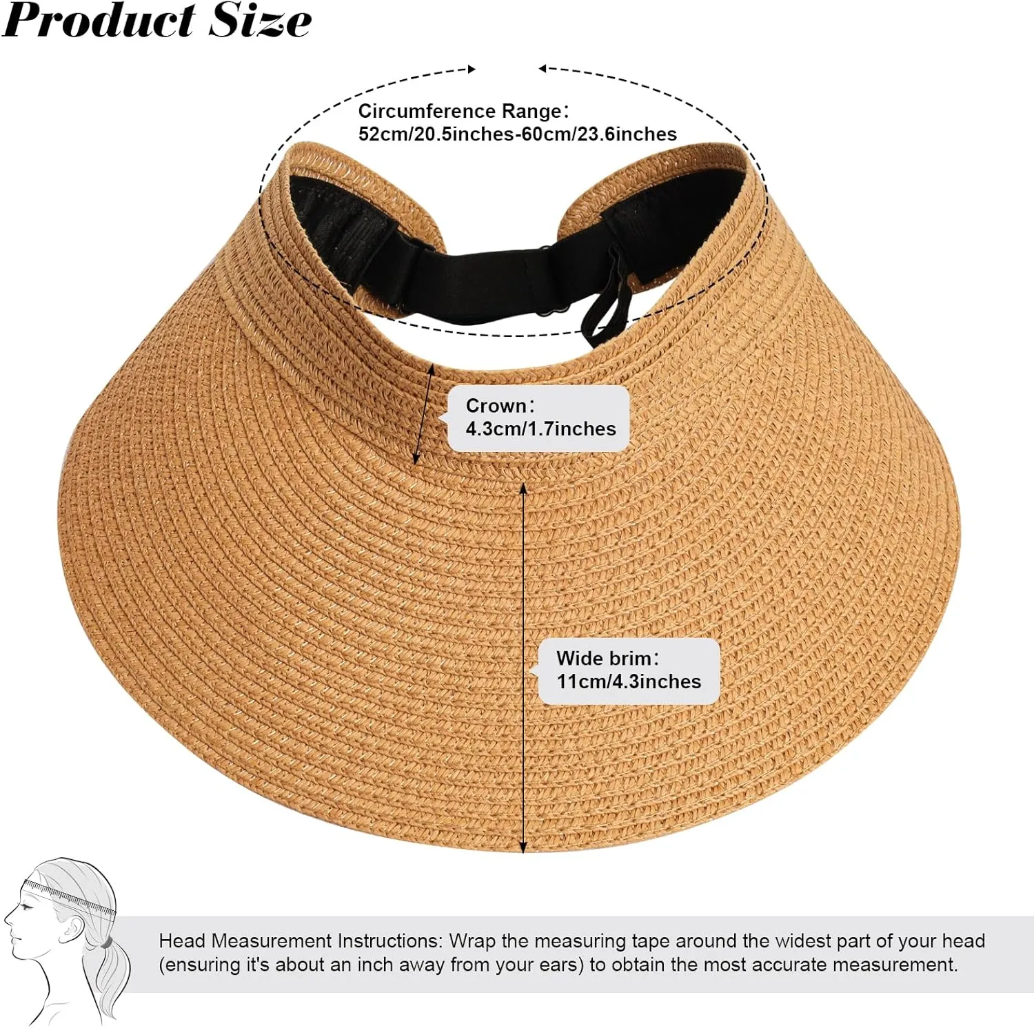 Fumwase Sun Visors for Women Foldable Straw Visor Beach Hat Uv Protection Wide Brim Adjustable Cooling Summer Cap for Travel