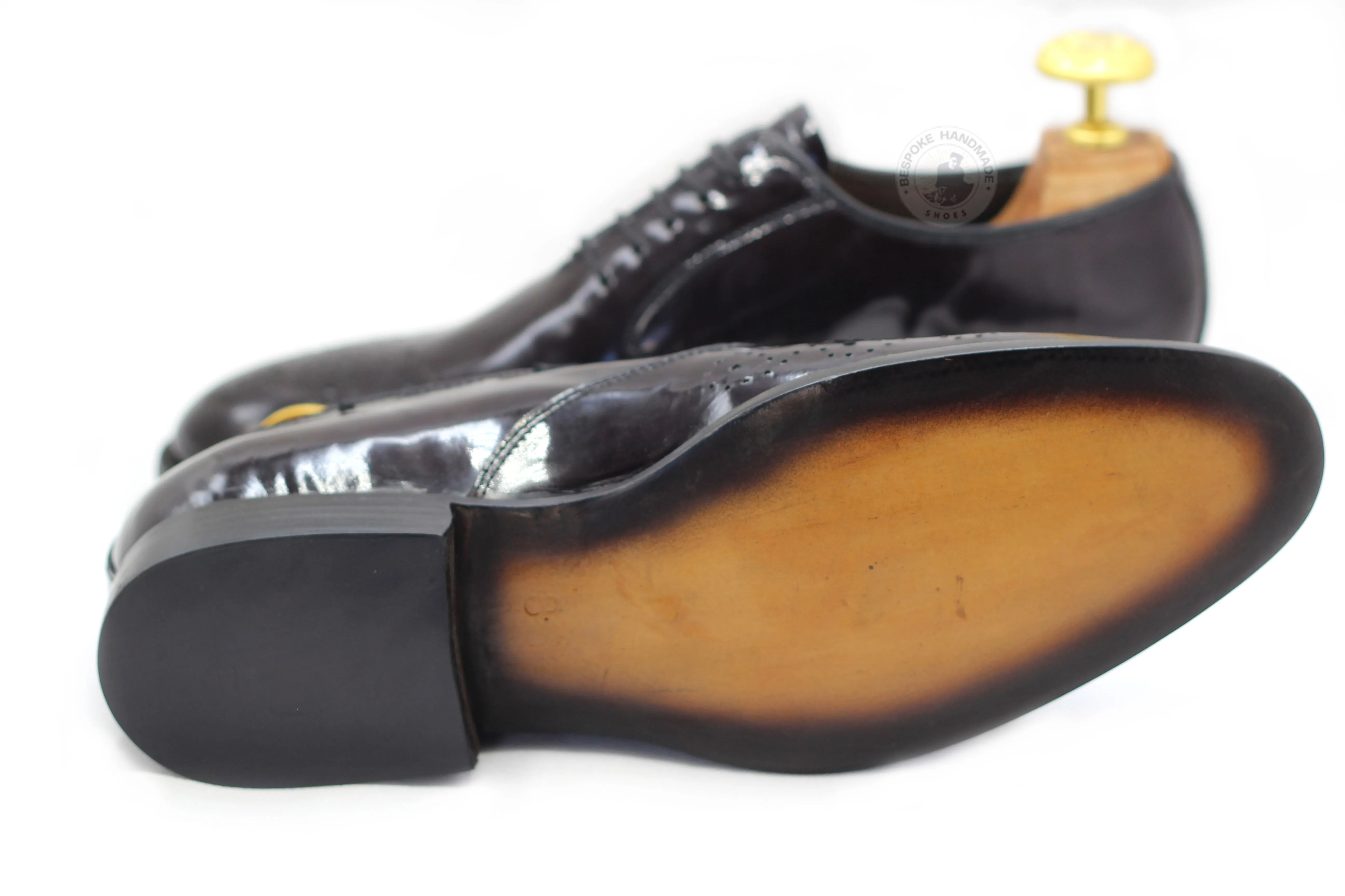 Good Year Welted Black Color Leather Brogue Oxford Lace Up Handmade Dress Shoes