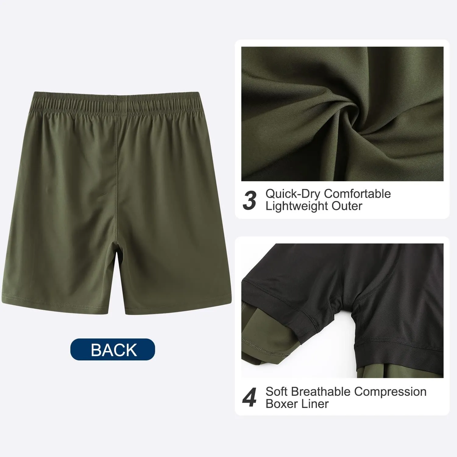 HODOSPORTS Mens Swimsuit Trunks 7" Quick-Dry Swim Shorts with Compression Liner and Zipper Pockets