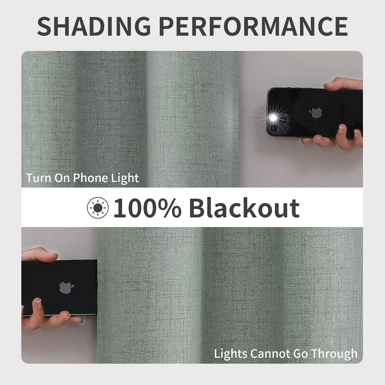 Joydeco Sage Green, Linen 100% Blackout Curtains for Bedroom 2 Panels Set, Thermal Insulated Burlap Grommet Room Darkening Drapes for Living Room (42x63 inch, Sage Green)