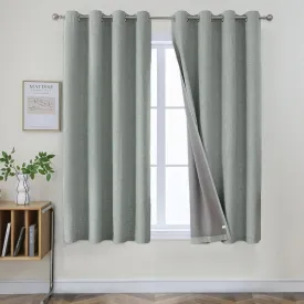 Joydeco Sage Green, Linen 100% Blackout Curtains for Bedroom 2 Panels Set, Thermal Insulated Burlap Grommet Room Darkening Drapes for Living Room (42x63 inch, Sage Green)