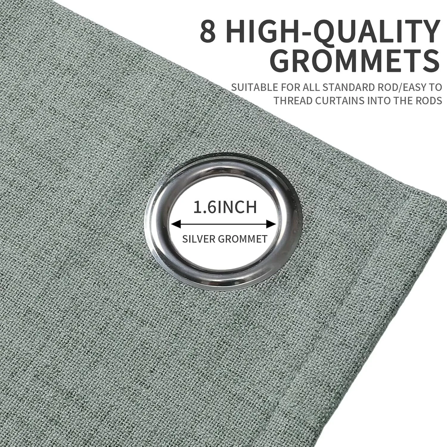 Joydeco Sage Green, Linen 100% Blackout Curtains for Bedroom 2 Panels Set, Thermal Insulated Burlap Grommet Room Darkening Drapes for Living Room (42x63 inch, Sage Green)