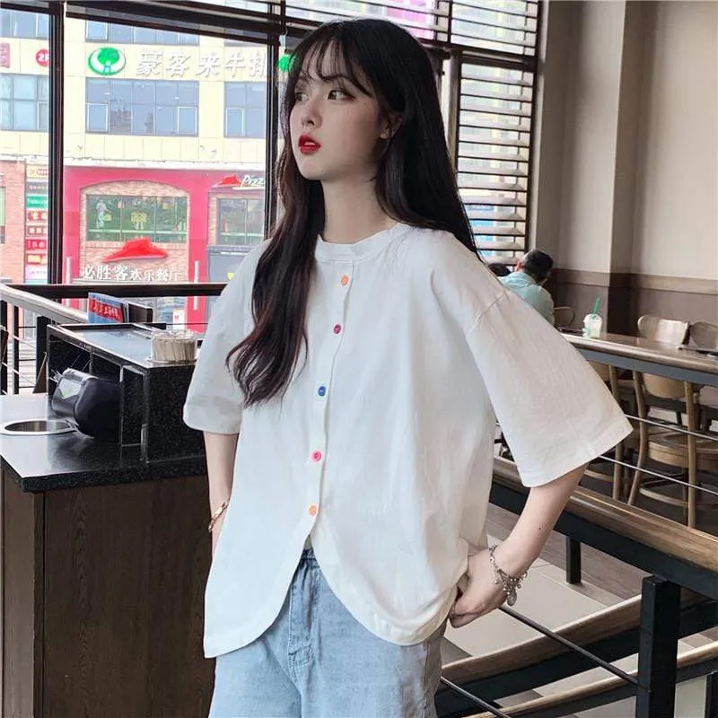 Kawaii Colored Buttons Shirt