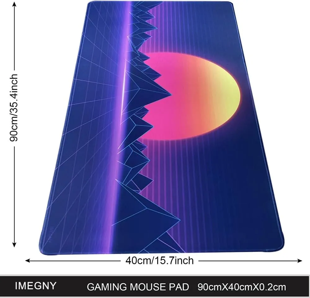 Large Gaming Mouse Pad, Extended XXL Desk Pad & Non-Slip Rubber Mat for Mice and Keyboard with Stitched Edges (90x40 retrosunset012)