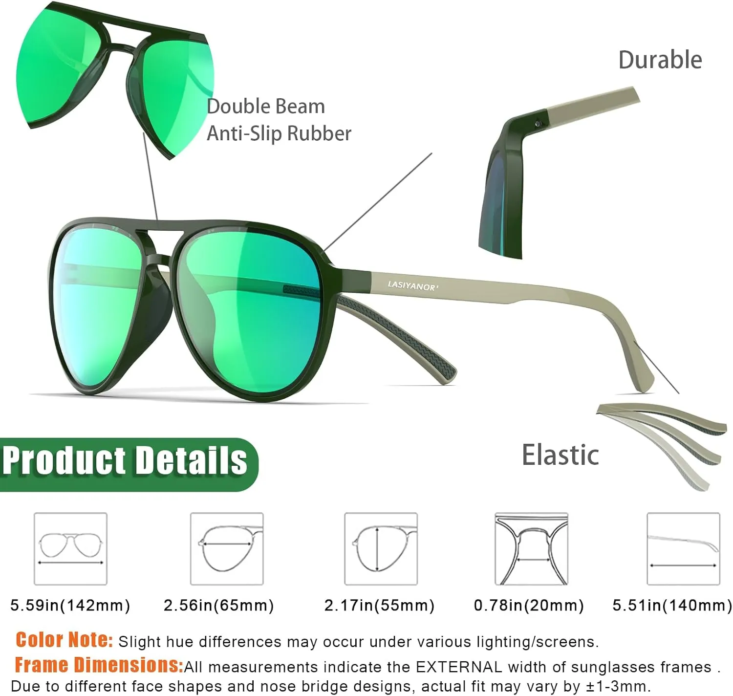 Lasiyanor Lightweight TAC Polarized Tinted Classic Vintage Retro 70s Sunglasses, TR-90 Frame for Women Men, UV 400 Protection