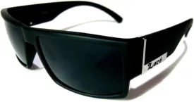 Locs Mens Flat Top Gangster Sunglasses Black Silver Frame 91026 (Matte Black)