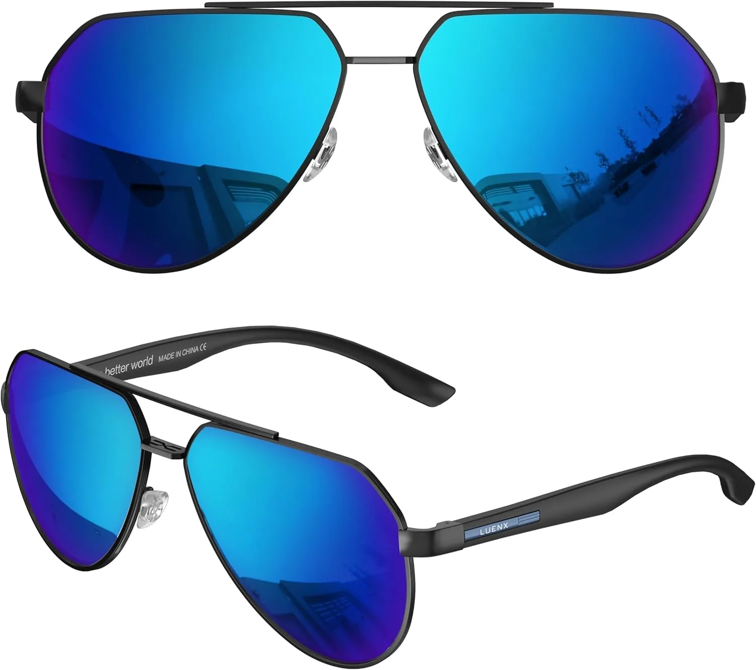 LUENX Aviator Sunglasses for Men Polarized Pilot Shades UV400 Sun Glasses with Accessories