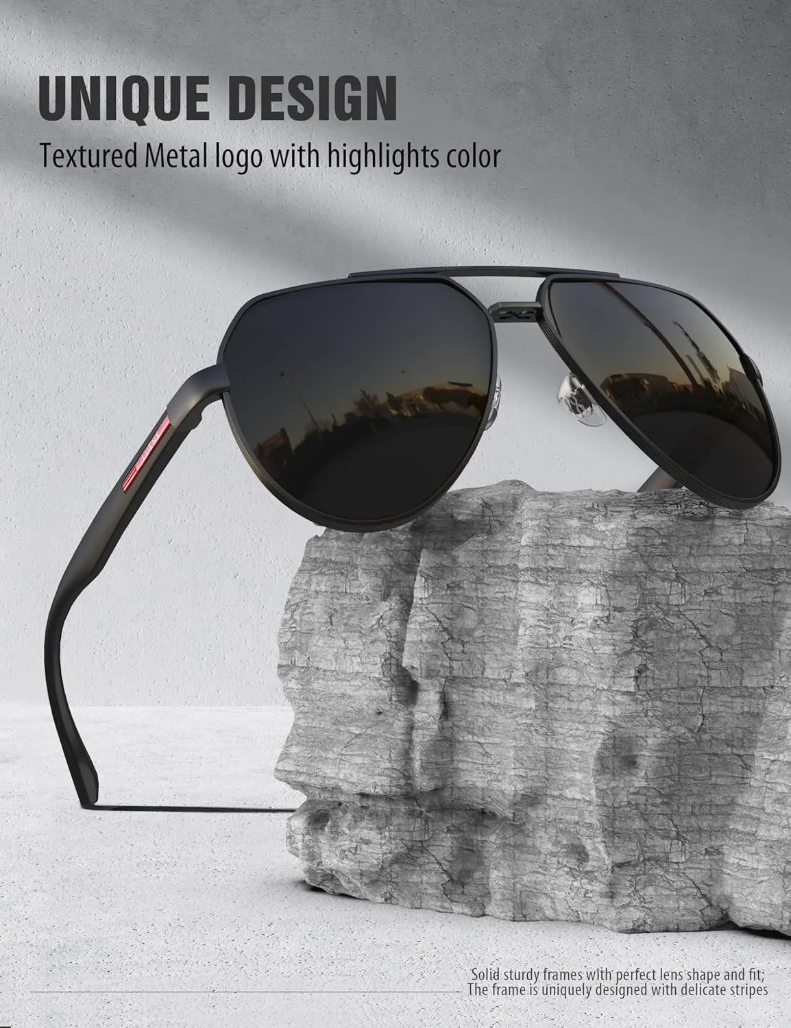 LUENX Aviator Sunglasses for Men Polarized Pilot Shades UV400 Sun Glasses with Accessories
