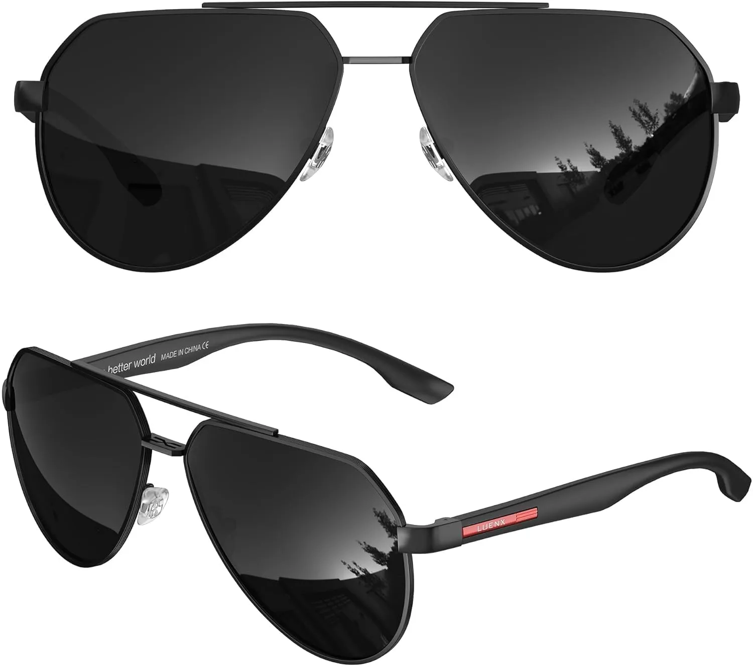 LUENX Aviator Sunglasses for Men Polarized Pilot Shades UV400 Sun Glasses with Accessories