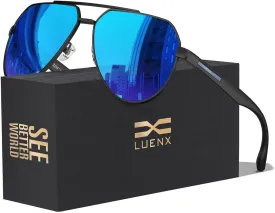 LUENX Aviator Sunglasses for Men Polarized Pilot Shades UV400 Sun Glasses with Accessories