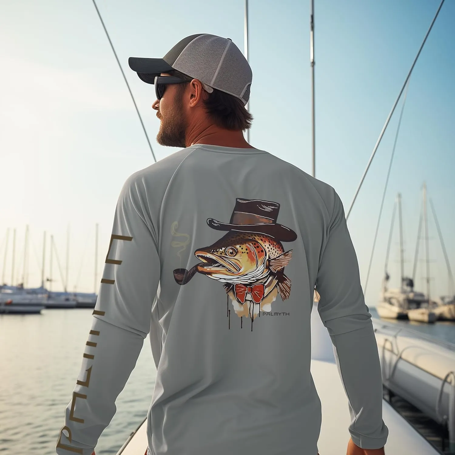 Palmyth Fishing Shirts for Men Long Sleeve UPF 50  T Shirt Sun Protection Tee