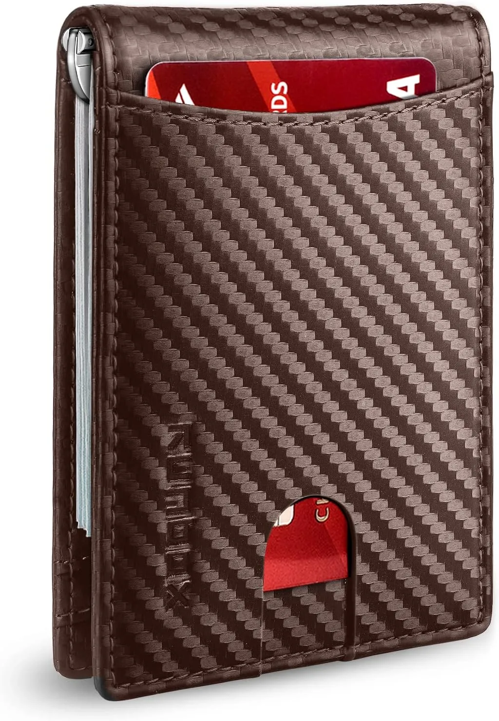 RUNBOX Slim Wallet for Men Genuine Leather RFID Blocking Bifold Minimalist Front Pocket Mens Wallet with Money Clip Thin Gift Box