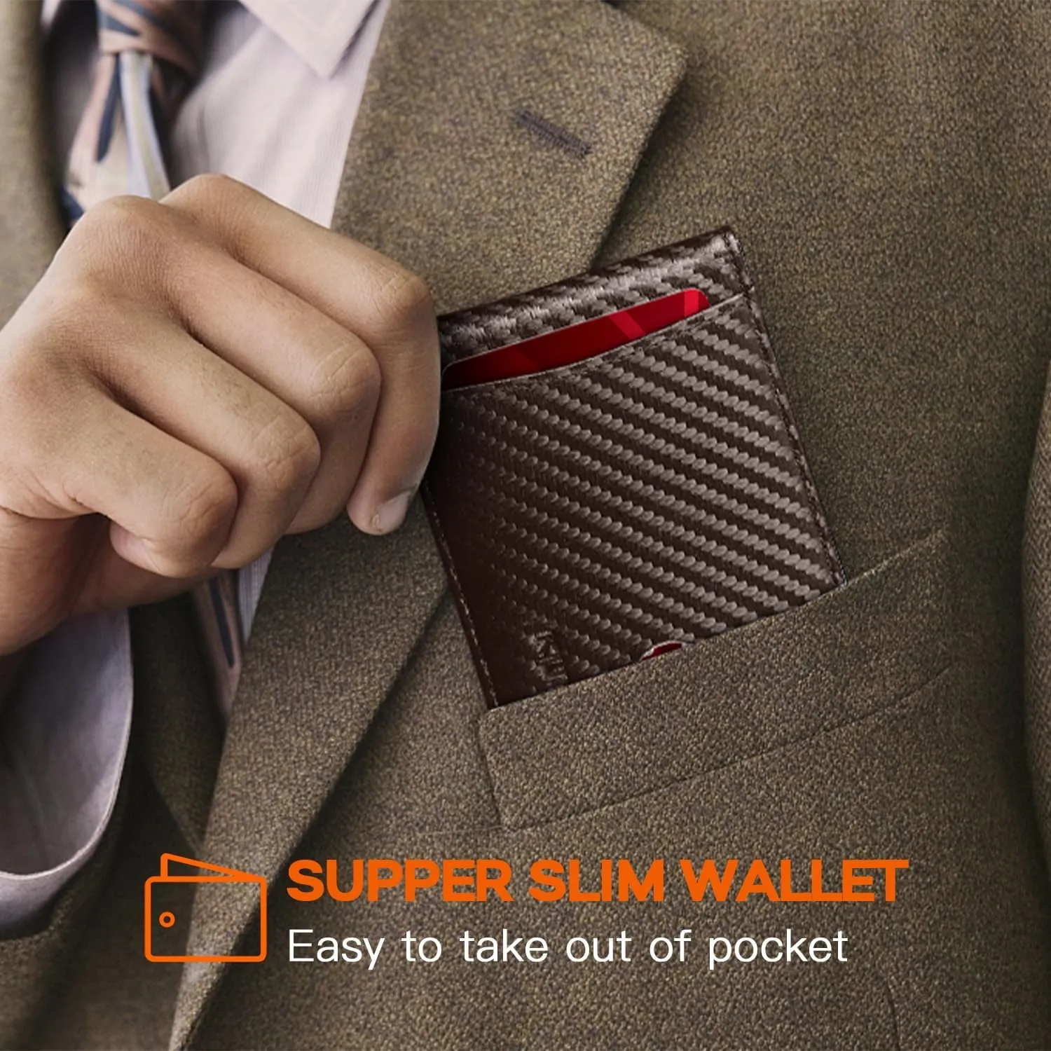 RUNBOX Slim Wallet for Men Genuine Leather RFID Blocking Bifold Minimalist Front Pocket Mens Wallet with Money Clip Thin Gift Box