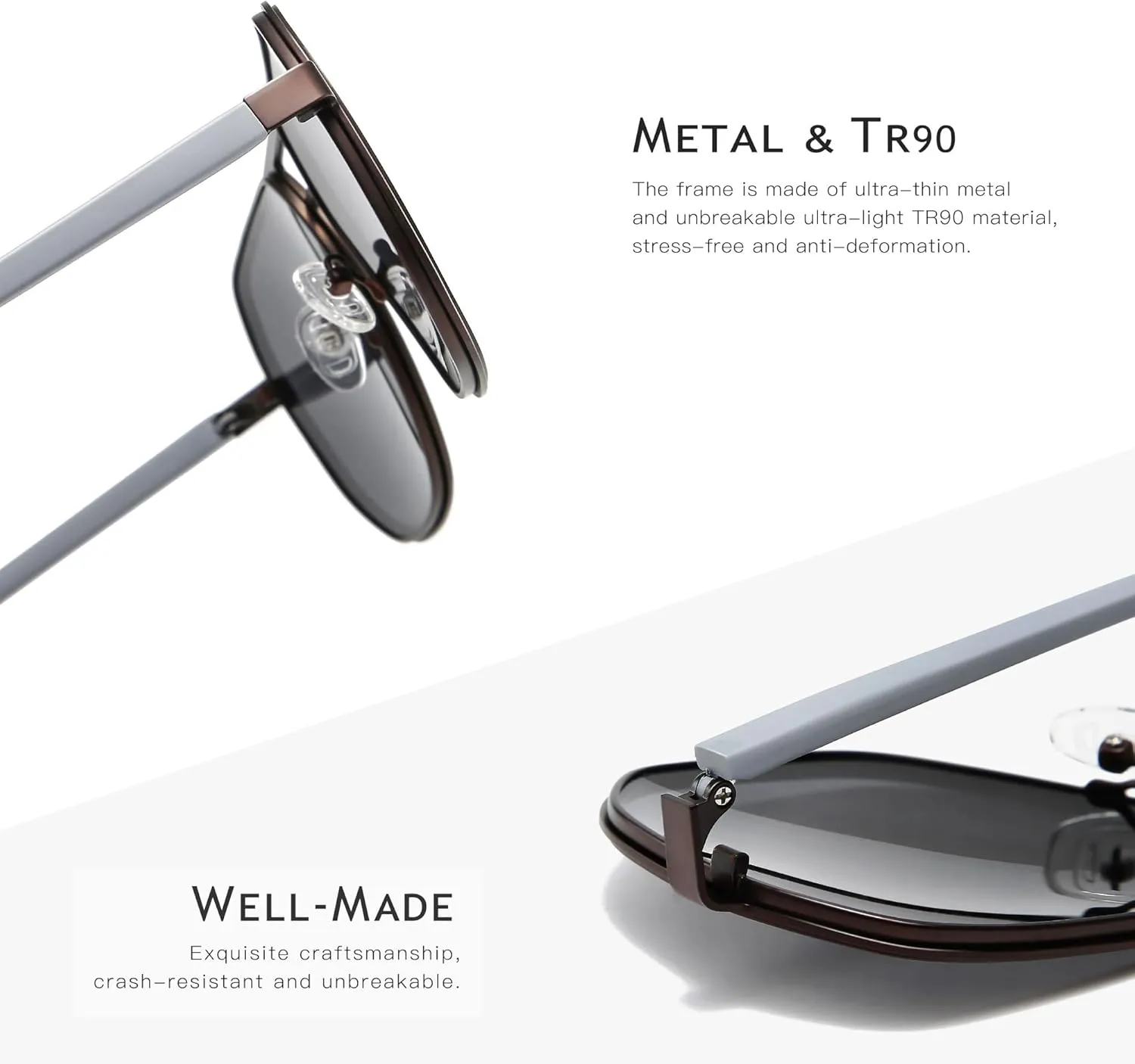 SUNGAIT Polygon Aviator Sunglasses for Men Polarized Trendy Square Sun Glasses Retro Pilot Shades UV Protection