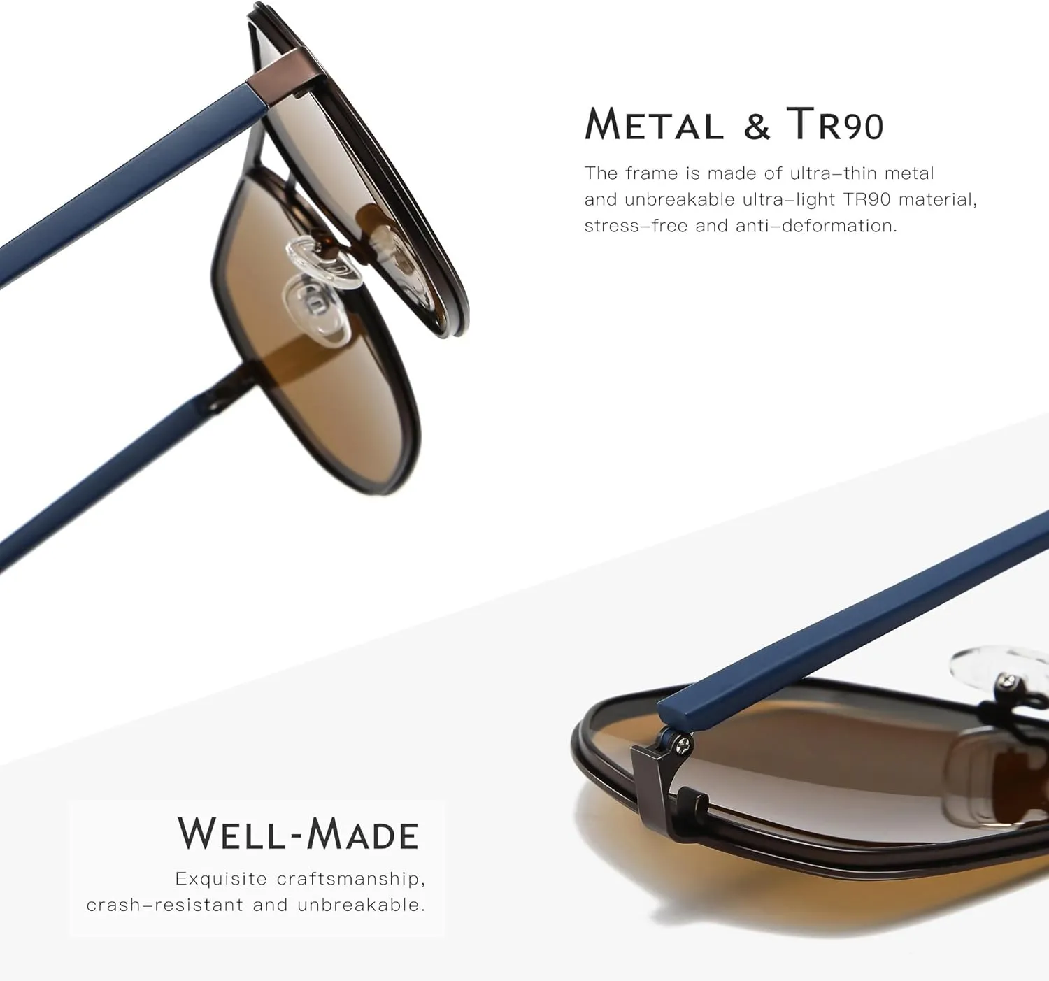 SUNGAIT Polygon Aviator Sunglasses for Men Polarized Trendy Square Sun Glasses Retro Pilot Shades UV Protection
