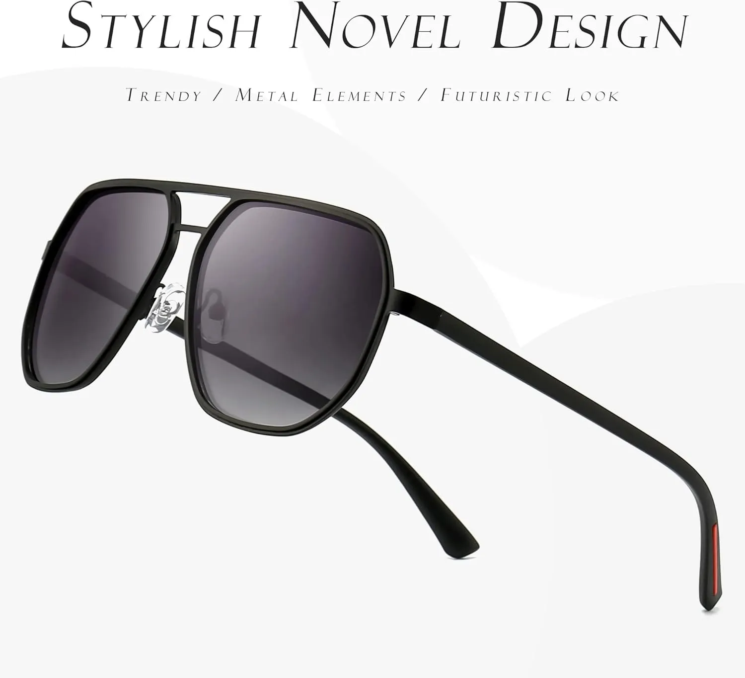 SUNGAIT Polygon Aviator Sunglasses for Men Polarized Trendy Square Sun Glasses Retro Pilot Shades UV Protection