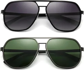 SUNGAIT Polygon Aviator Sunglasses for Men Polarized Trendy Square Sun Glasses Retro Pilot Shades UV Protection