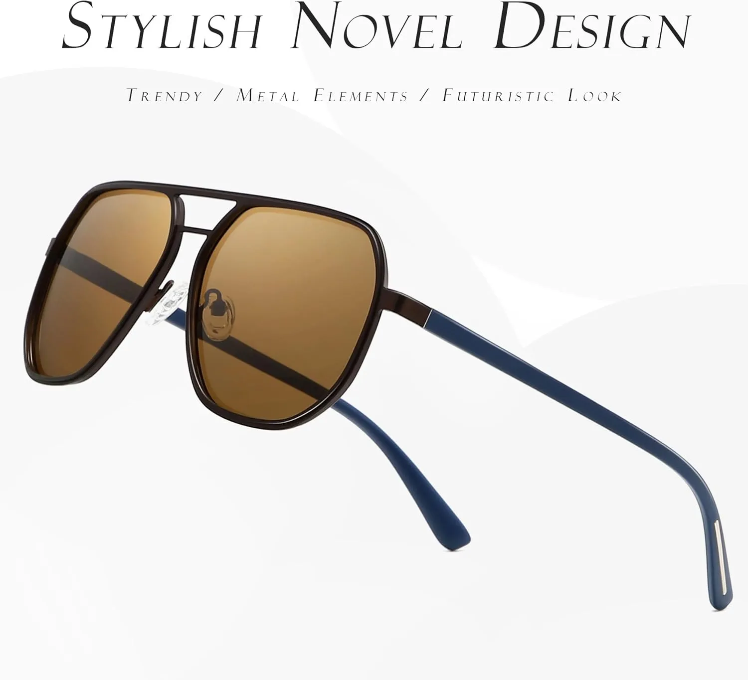 SUNGAIT Polygon Aviator Sunglasses for Men Polarized Trendy Square Sun Glasses Retro Pilot Shades UV Protection