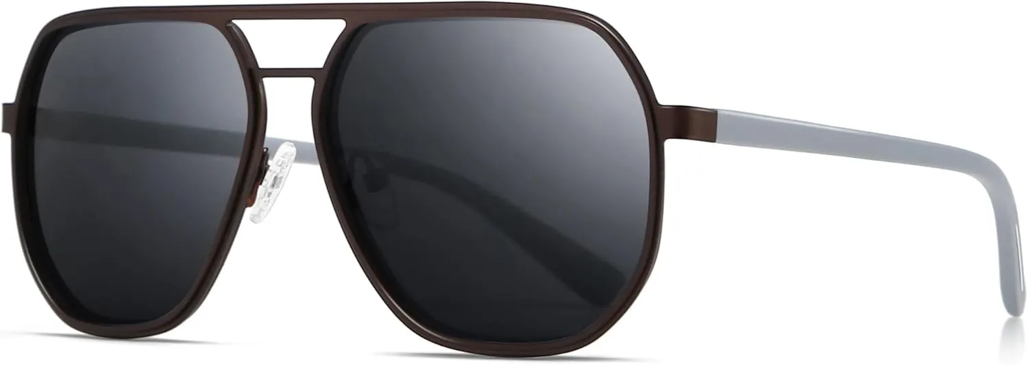 SUNGAIT Polygon Aviator Sunglasses for Men Polarized Trendy Square Sun Glasses Retro Pilot Shades UV Protection