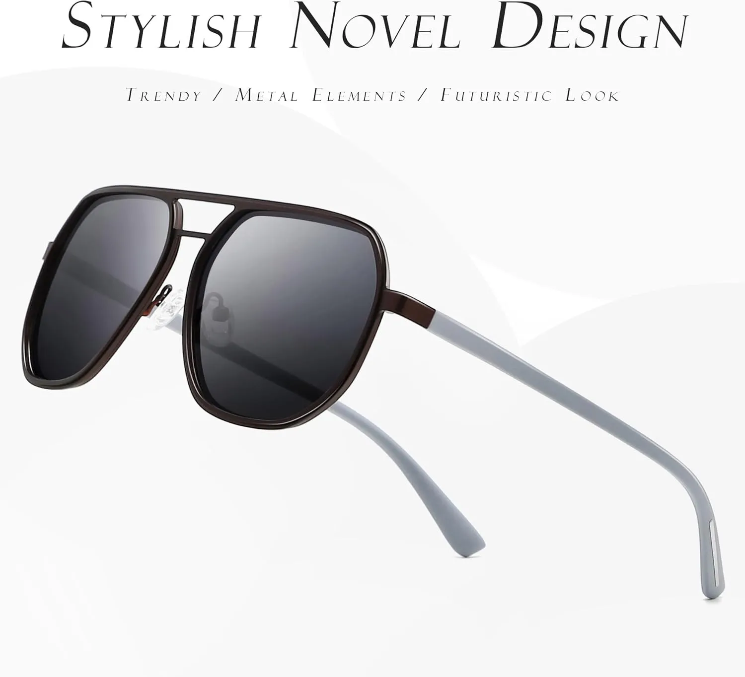 SUNGAIT Polygon Aviator Sunglasses for Men Polarized Trendy Square Sun Glasses Retro Pilot Shades UV Protection