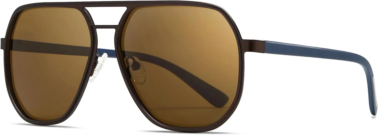 SUNGAIT Polygon Aviator Sunglasses for Men Polarized Trendy Square Sun Glasses Retro Pilot Shades UV Protection