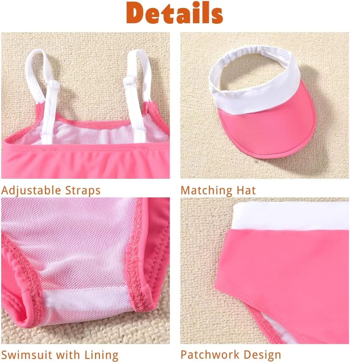 Toddler Girls Bikini Adjustable Swimsuit for 1-4 Years Old