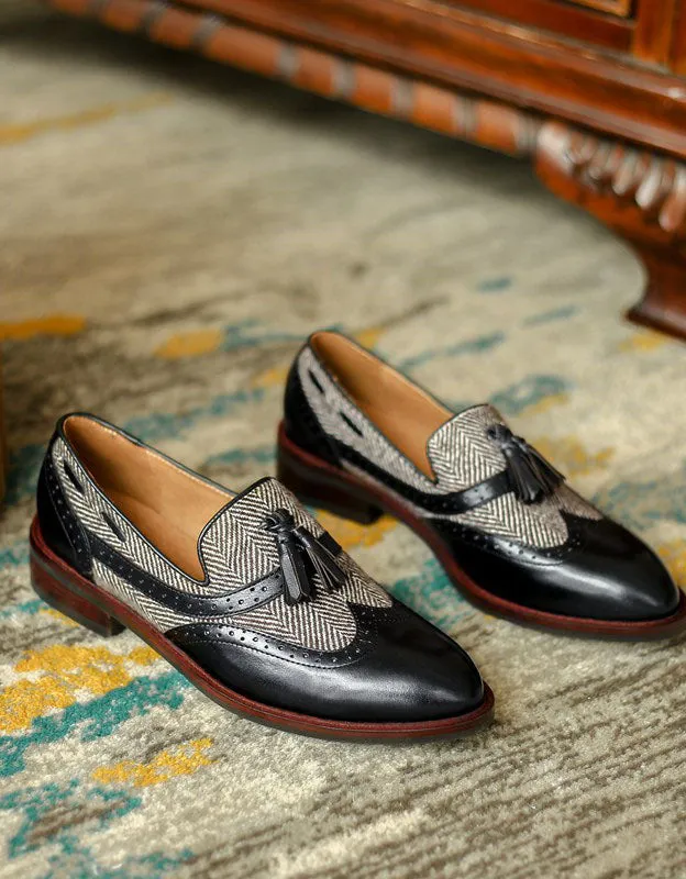 Vintage British Brogue Style Women‘s Oxford Shoes