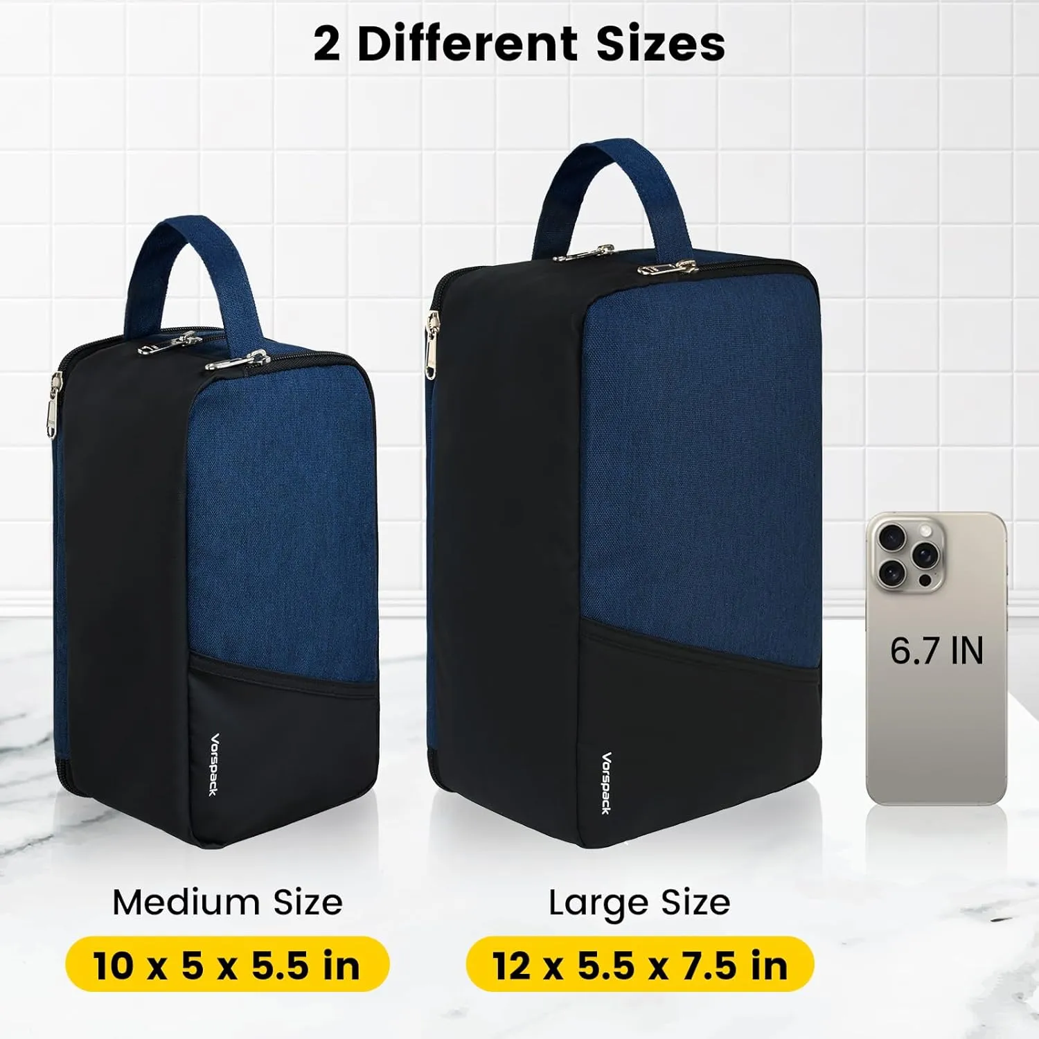 Vorspack Travel Toiletry Bag - Toiletry Bag for Men Water Resistant Skincare Bag Dopp Kit for Bathroom Toiletries Accessories Gifts - Navy Blue